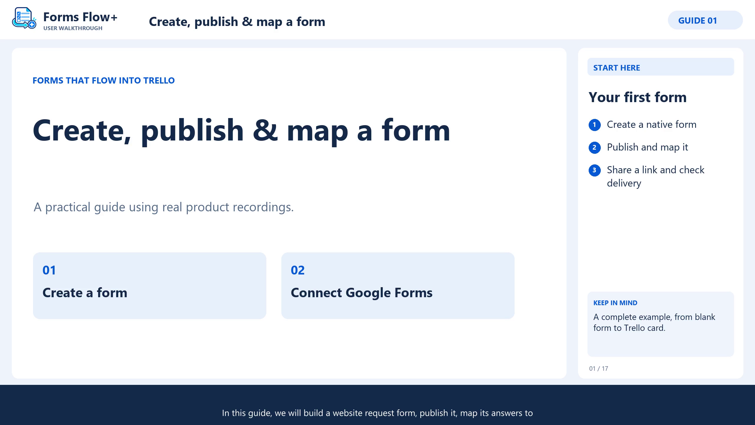 Forms Flow+ walkthrough: create, publish and map a form.